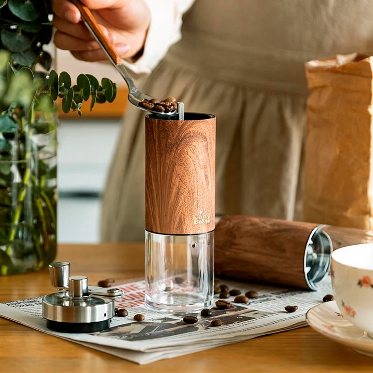 Moulin à Café Manuel Portable En Acier Inoxydable - Mouture Réglable, Idéal Pour Voyage, Camping, Expresso - 12